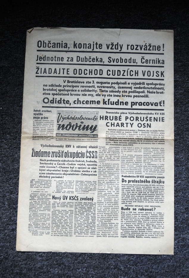 Východoslovenské noviny proti okupácii.