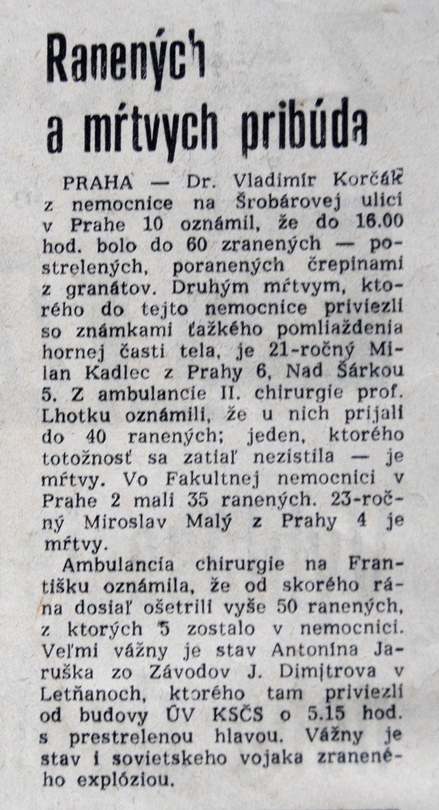 Noviny z augusta 1968.