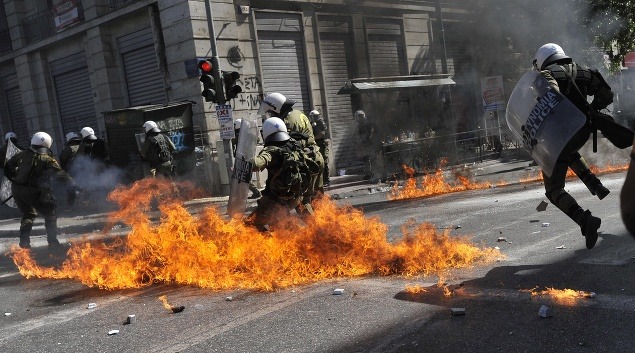 Demonštrácie v Grécku