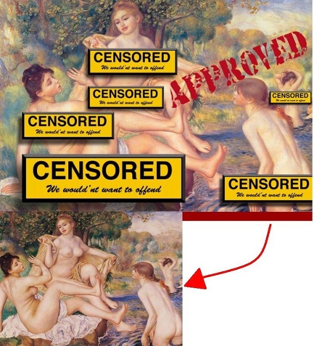 Takto vyzerá cenzúrovaná verzia Renoirových Kúpajúcich sa žien