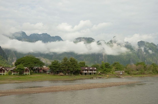Opar nad horami neďaleko dedinky Vang Vieng