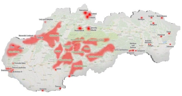 MAPA najrizikovejších oblastí Slovenska: