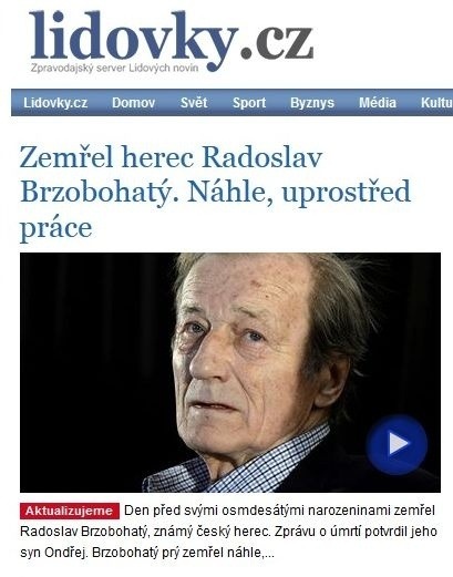 Lidovky.cz: Hoci mal Brzobohatý zdravotné problémy, stále pracoval.