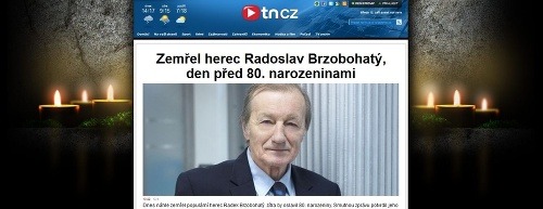 Tn.cz: Správu o smrti potvrdila aj hercova manželka Hana Gregorová.