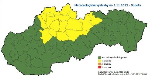 Víkendova výstraha: Sever Slovenska