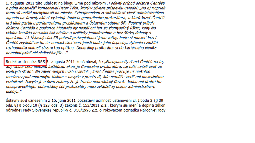 Prezident cituje redaktora denníka RSS.