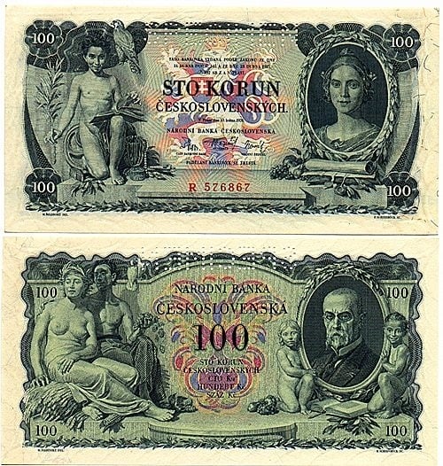 100 Kč/100 korún československých