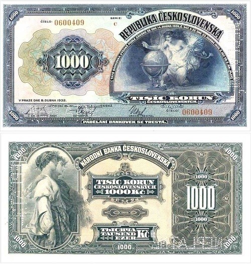 1000 Kč/1000 korún československých