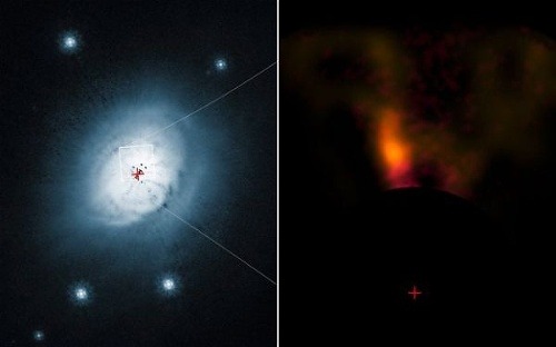 Pohľad na prach a plyny, ktoré obklopujú hviezdu HD 100546