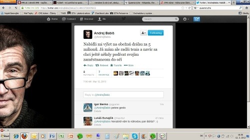 Andrej Babiš na Twitteri.