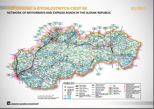 Mapa cestnej siete v roku 2012
