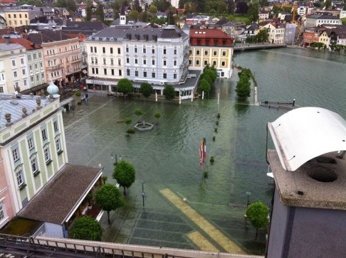 Veľká voda v obci Gmunden-