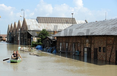 Zaplavené časti Komárna v