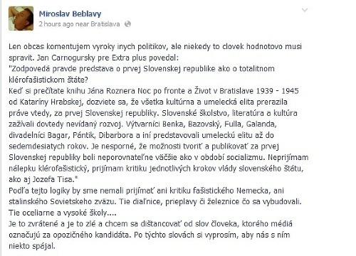 Miroslav Beblavý na Facebooku