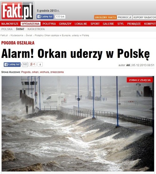 Poliaci už varujú pred búrkou, ktorá má zasiahnuť aj ich krajinu.