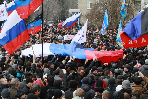 Proruské demonštrácie v Donecku