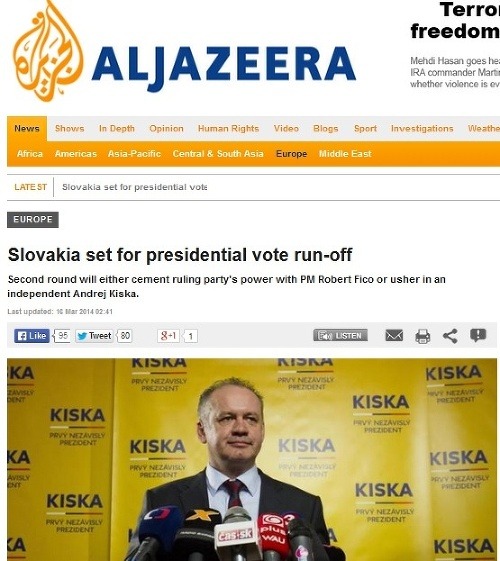 Al Jazeera - Slovensko čaká prezidentský duel
