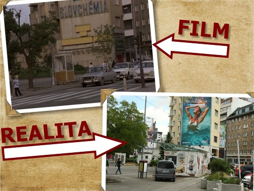 Filmári zachytili aj centrum Bratislavy. Budovy na križovatke Kamenného námestia a Námestia SNP sú spoznateľné, okolie sa trochu zmenilo. 