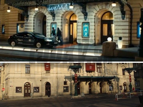 Filmová kaviareň Max je v skutočnosti pražské Divadlo na Vinohradech. 