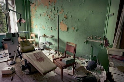 Nemocnica v opustenom meste Pripiať neďaleko Černobyľu