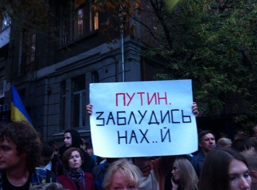 Ukrajinci protestujú proti ruskej
