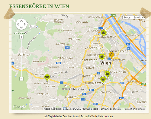 Mapa miest v okolí Viedne, kde funguje foodsharing