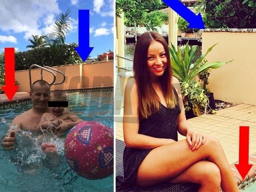 Michaela Ngová sa fotila pri bazéne, ktorý vyzerá presne ako Borisov. Rovnaký je aj múrik v pozadí. 