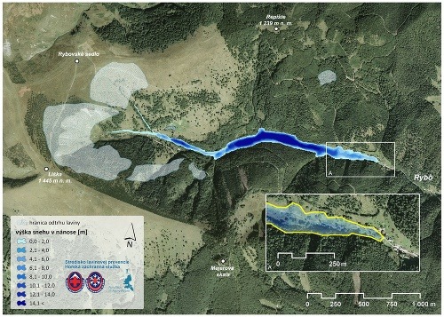 Grafické znázornenie lavíny v Rybô