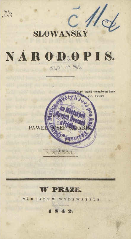 Slovanský národopis, Praha, 1842