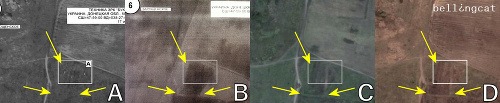 Detailné zábery oblasti, v ktorej mali zachytiť ukrajinský raketový systém BUK podľa Rusov v porovnaní s reálnymi zábermi.