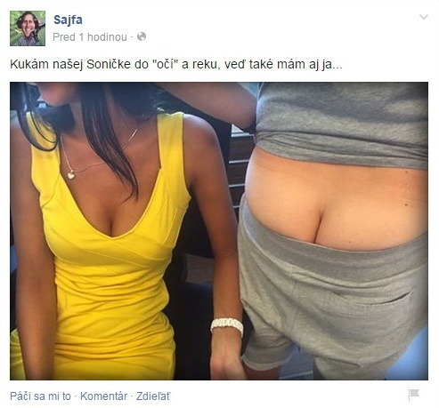 Matej Sajfa Cifra vystavil na sociálnej sieti Facebook na obdiv svoj holý zadok. 