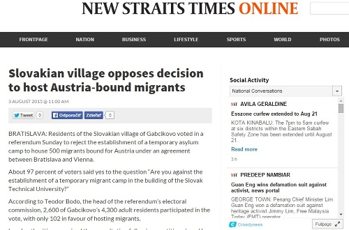 Malajzijský New Straits Times 
