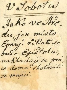 Školský rozvrh Samuela Jurkoviča, rkp., orig., 1 jd; 1 strana – detail
