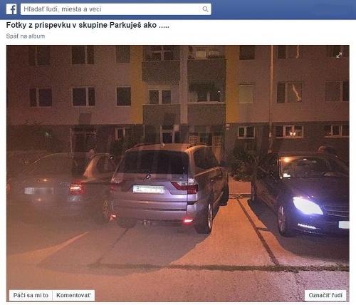 Fotka s odparkovaným autom Zlatice Puškárovej sa objavila na Facebooku v skupine Parkuješ ako... 