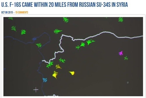 Radarový snímok zachytávajúci ruské a americké stíhačky
