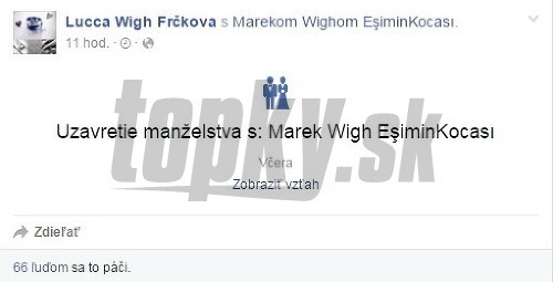 Lucia Frčková sa na sociálnej sieti Facebook pochválila všetkým svojim priateľom, že je opäť vydatá. 