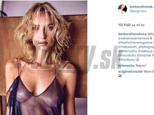 Modelka Adriana Čerňanová nie je hanblivka. V novembri zverejnila záber, na ktorom akoby bola úplne nahá. Tenučká priesvitná košieľka nič nezakryla. 