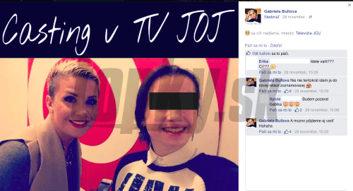 Gabriela Bullová sa na Facebooku pochválila, že bola na kastingu v televízii Joj. V komentároch pod fotkou upresnila, že ide do novej zoznamovacej šou. 