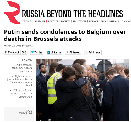 Zahraničné médiá informujú o tom, že Vladimir Putin poslal kondolenciu Belgicku