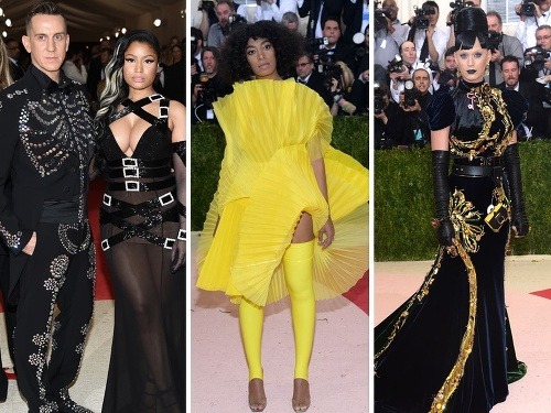 V najvýstrednejších kreáciách sa predviedli módny návrhár Jeremy Scott, speváčka Nicki Minaj, sestra Beyoncé - Solange Knowles a speváčka Katy Perry. 