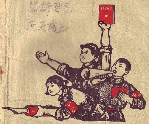 Ilustrácia Červených gárd na učebnici pre základné školy, rok 1971.