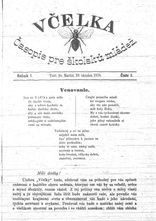 Časopis Včelka z roku 1879.
