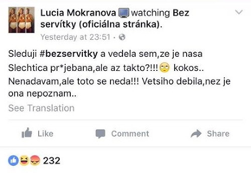 Lucia Mokráňová napísala jasne, čo si o svojej súperke myslí. 