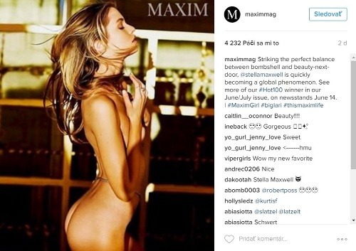 Stella Maxwell nemá s nahotou žiaden problém. Potvrdila to aj počas fotenia pre pánsky magazín Maxim, ktorý ju zvolil za najsexi ženu roka 2016.