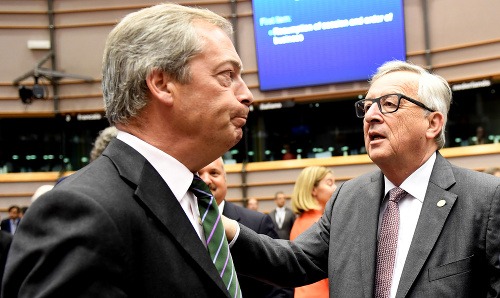 Nigel Farage a Jean-Claude Juncker