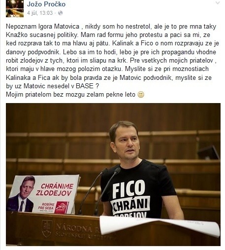 Jožo Pročko opäť provokuje: