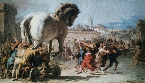 Trójsky kôň ako ho znázornil maliar Tiepolo