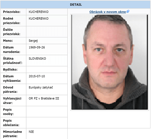 Sergej Kucherenko v pátraní polície