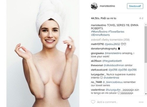 Emma Roberts pózovala pred objektívom fotografia Maria Testina nahá.  