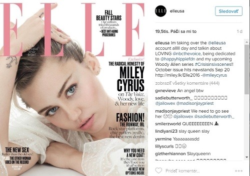 Na titulke magazínu Elle je Miley Cyrus krásna. 